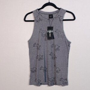 Terez Gray Elephant Graphic Tank Top size medium